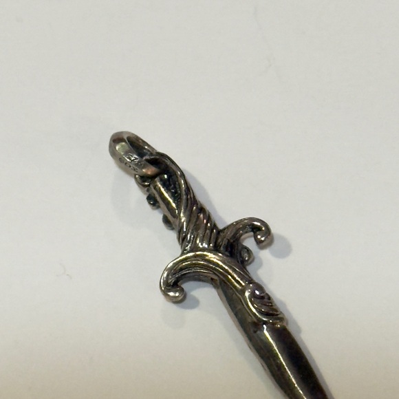 David Yurman Sterling Silver Dagger Pendant with Black Diamonds - Picture 4 of 4
